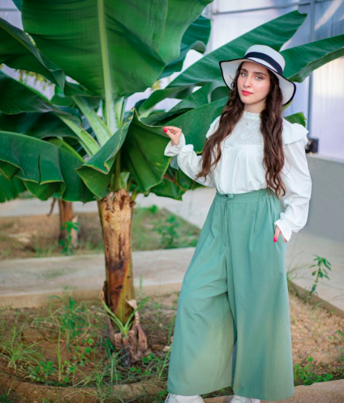 High Waist Solid Color Wide Leg Pants Summer Chic Loose Elegant Metal Flared Pant Office Ladies Straight Holiday Women Trousers