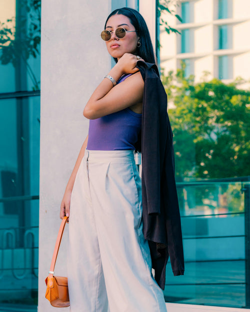 High Waist Solid Color Wide Leg Pants Summer Chic Loose Elegant Metal Flared Pant Office Ladies Straight Holiday Women Trousers